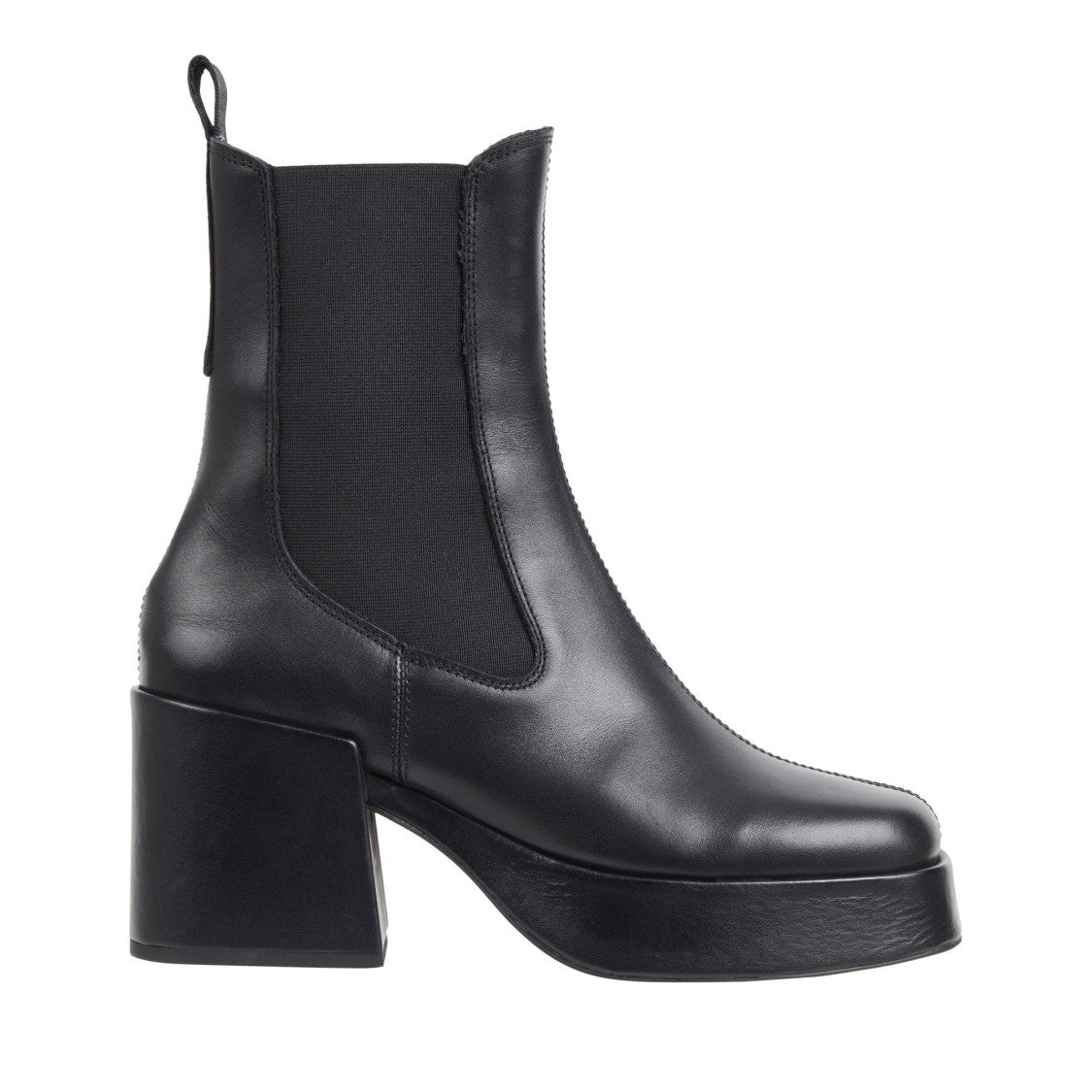 Tommy Jeans Black Sleek Chunky Block Heel Leather Chelsea Boots