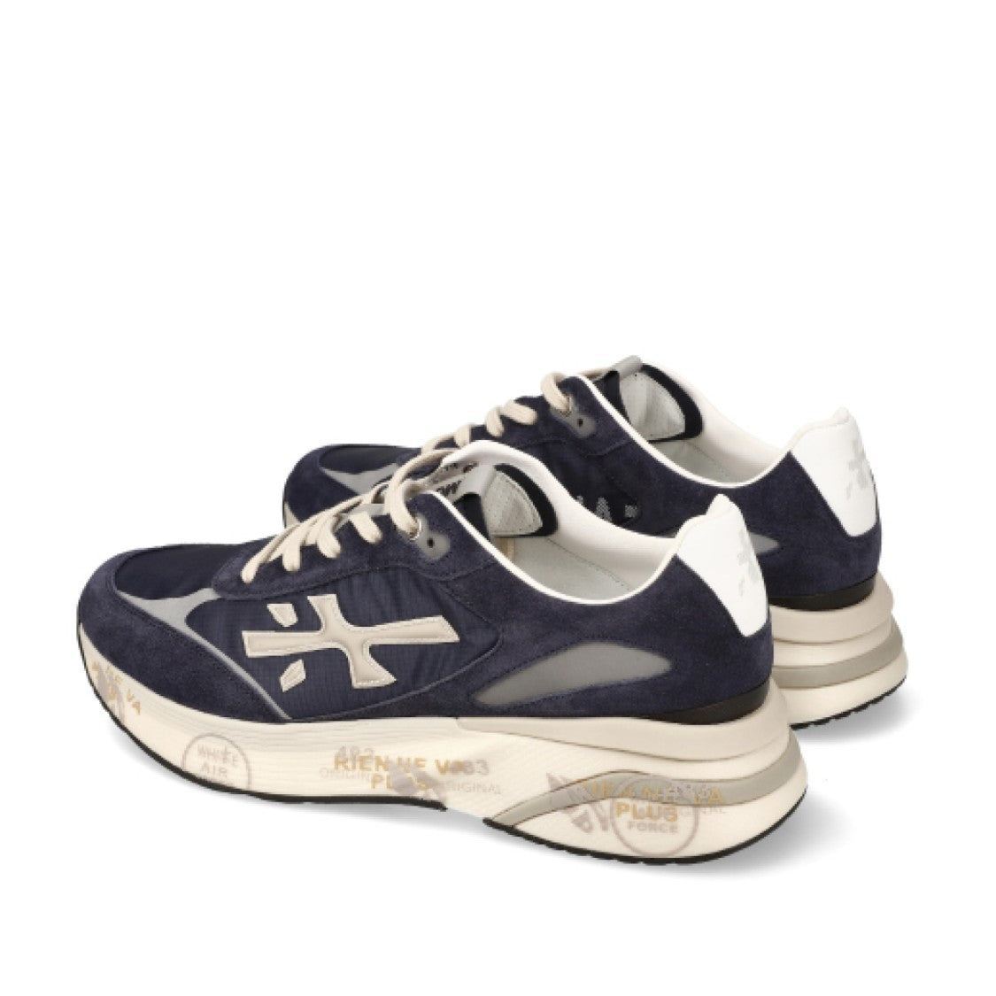 Premiata Blue Moerun Suede And Ripstop Technical Fabric Sneakers