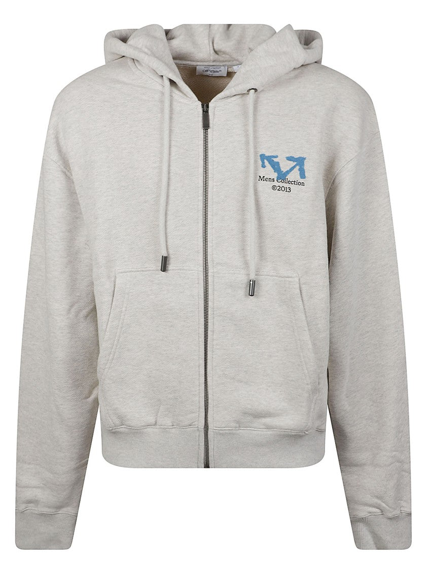Off-White Blue Half Arrow Full-Zip Cotton Sweatshirt