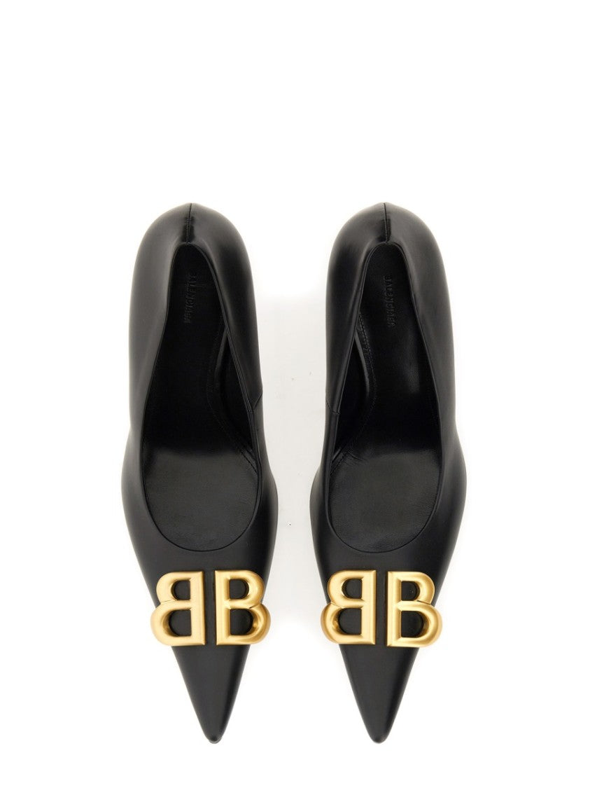 Balenciaga High-Heeled Leather Pumps With Pointed Toe