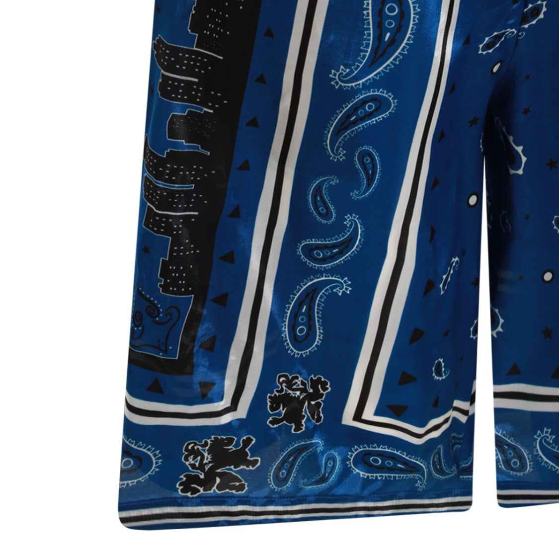 Off-White Blue Multicolour Viscose Bandana Shorts