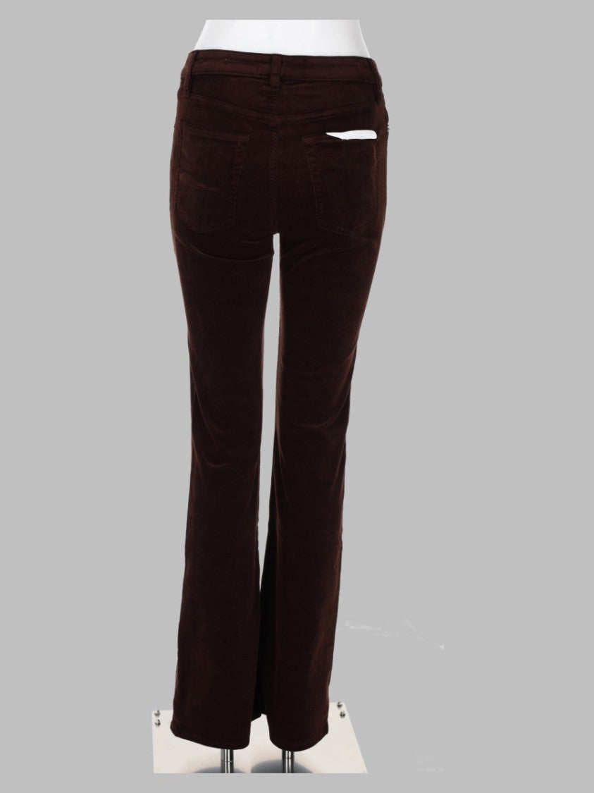 Frame Flared Brown Trousers With Velvety Texture And Classic Styling