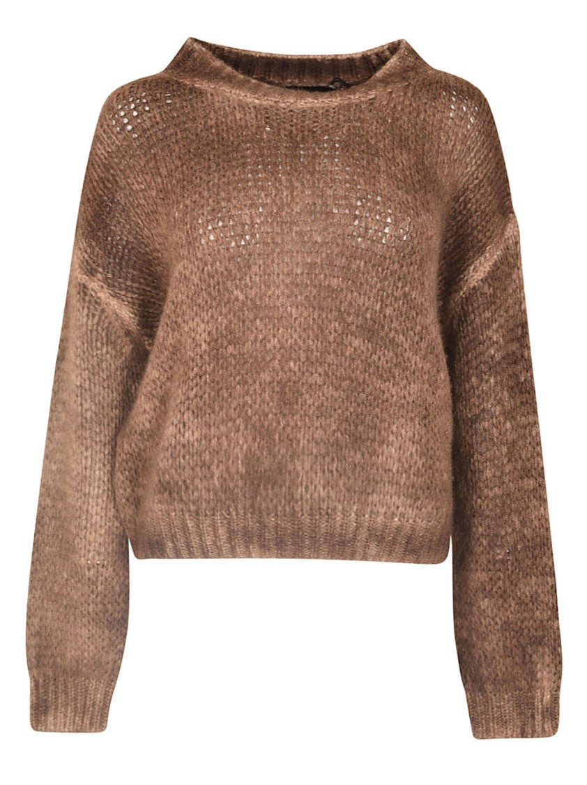 Roberto Collina Textured Knit Alpaca Sweater With Cropped Hem