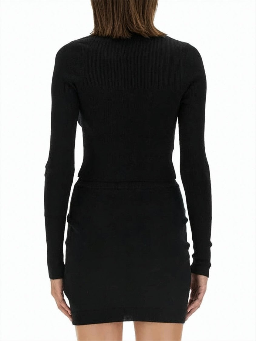 Vivienne Westwood Cropped Black Sweater With Deep V-Neckline