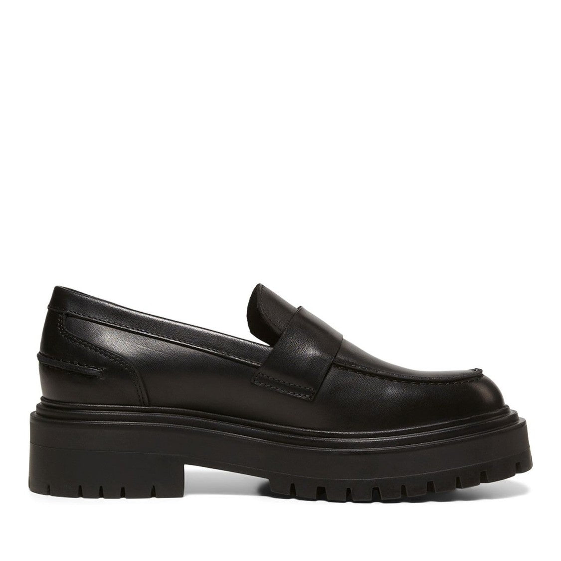 Marc O'polo Black Elin 1A Classic Penny Strap Ridged Sole Leather Loafers