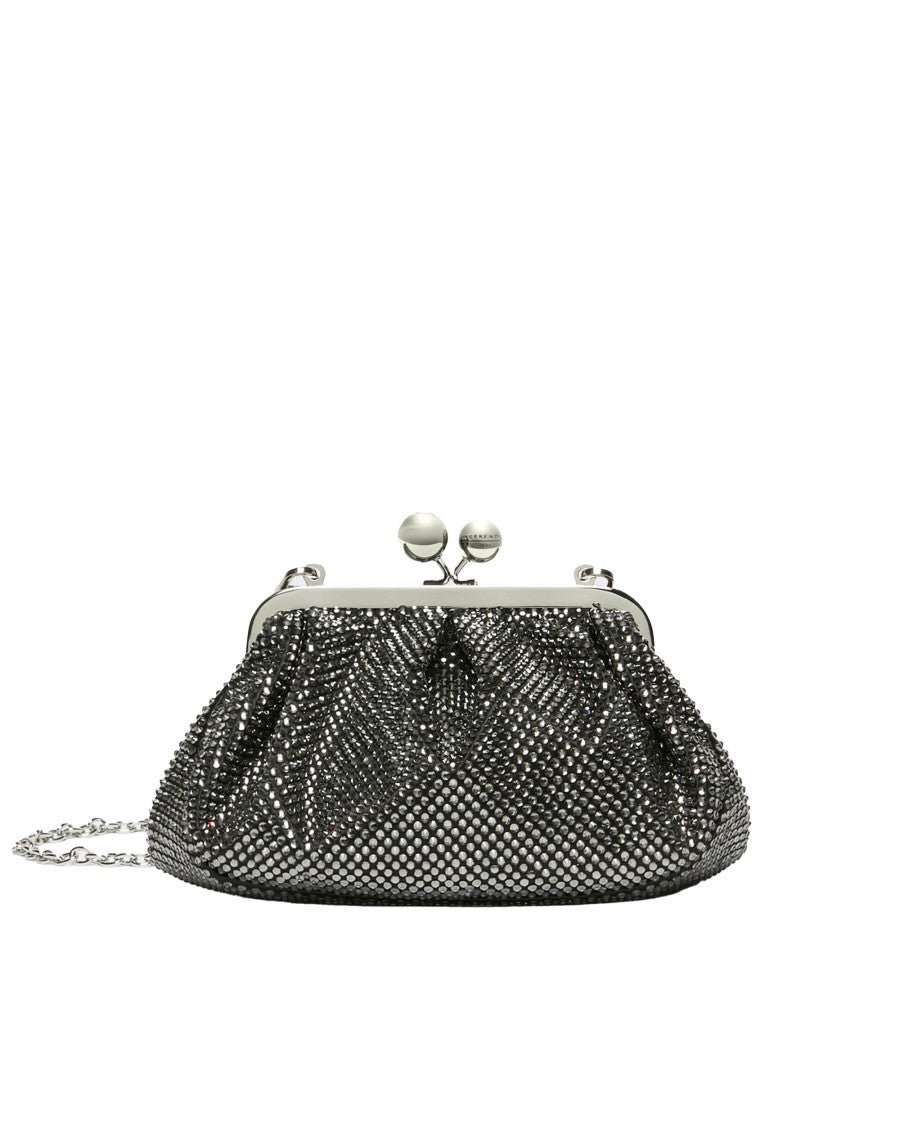 Max Mara Black Pasticcino Small Strass Satin Clutch