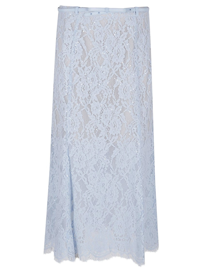 Self-Portrait Blue Lace Flared Midi Skirt