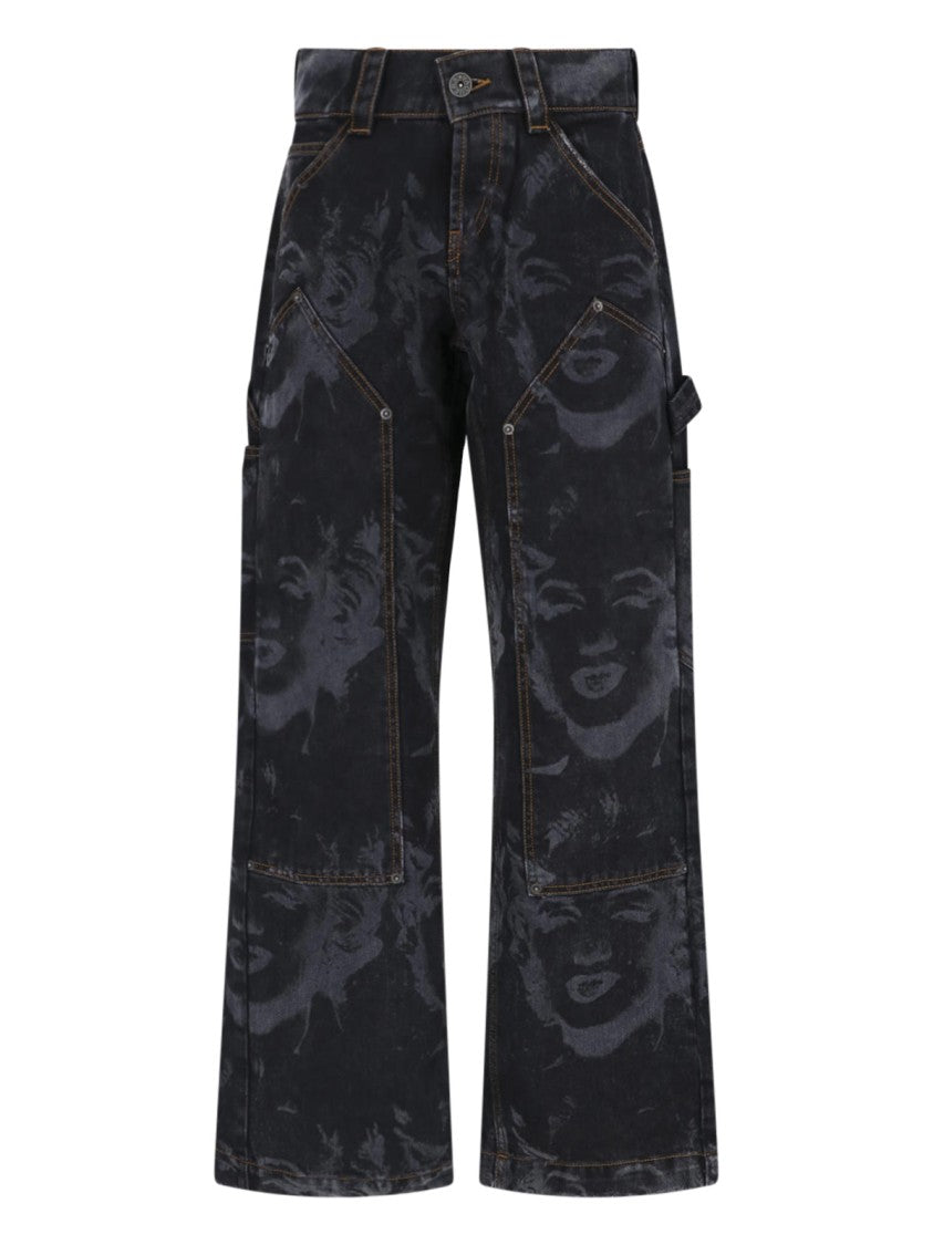Vaquera Wide-Leg Faded Print Jeans