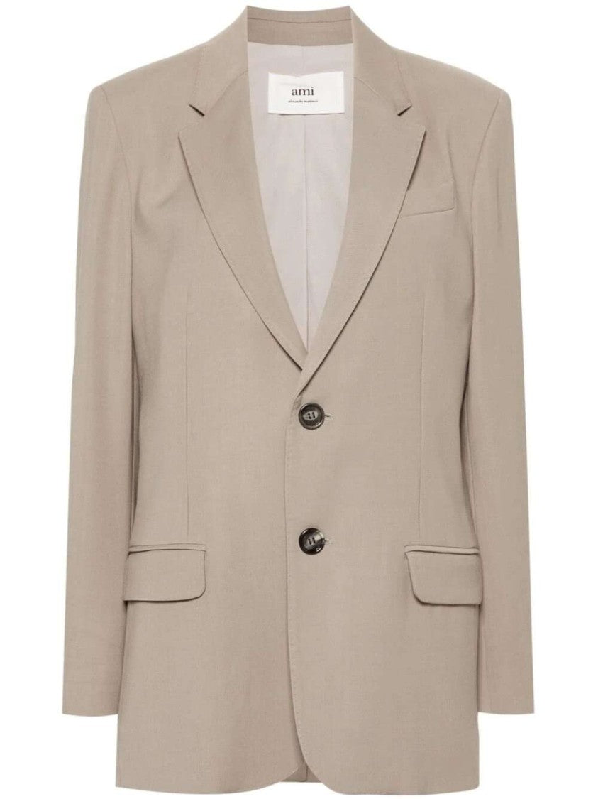 Ami Taupe Brown Single-Breasted Blazer
