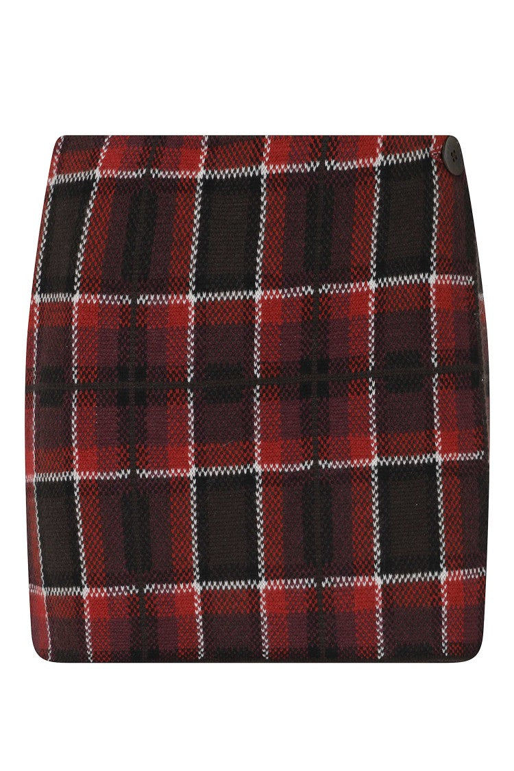 Guest In Residence Red Wrap-Around Tartan Wool-Blend Mini Skirt