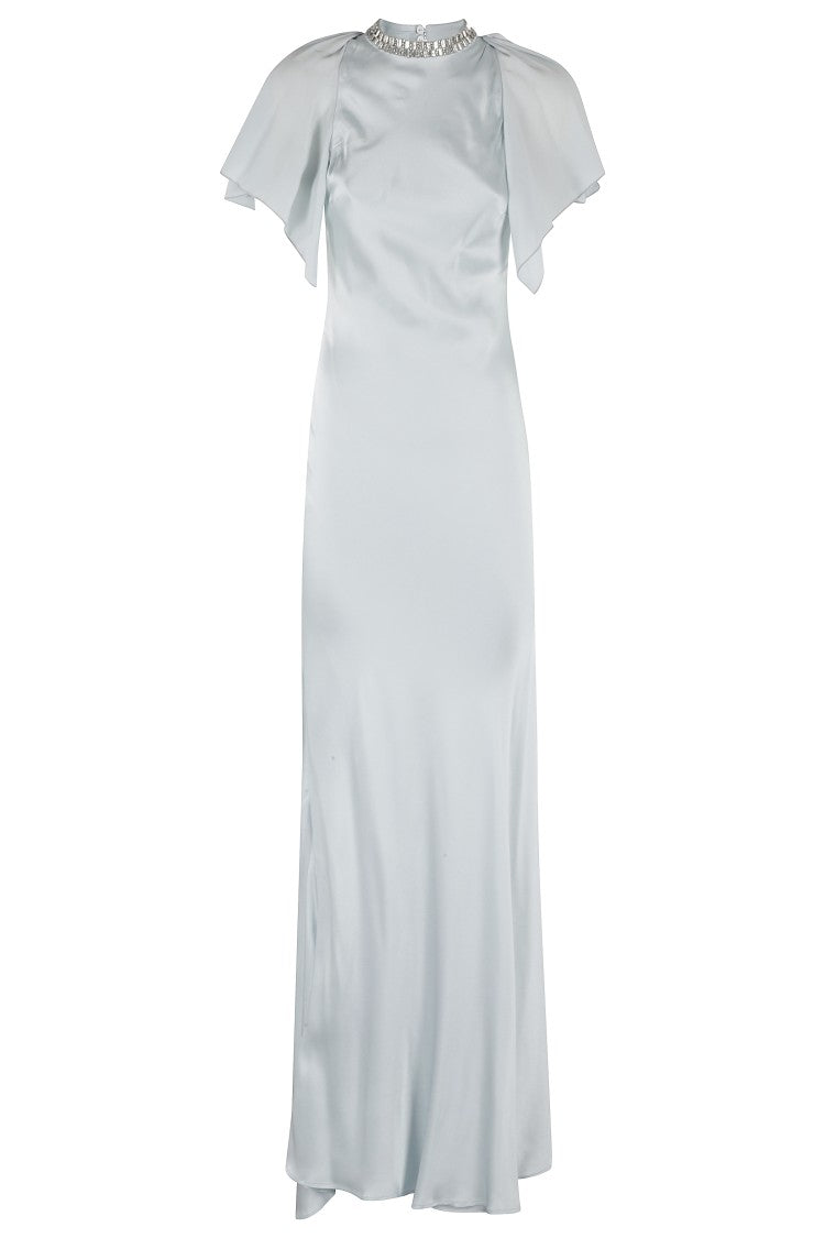 Amen Satin Dress With Swarovski Accents