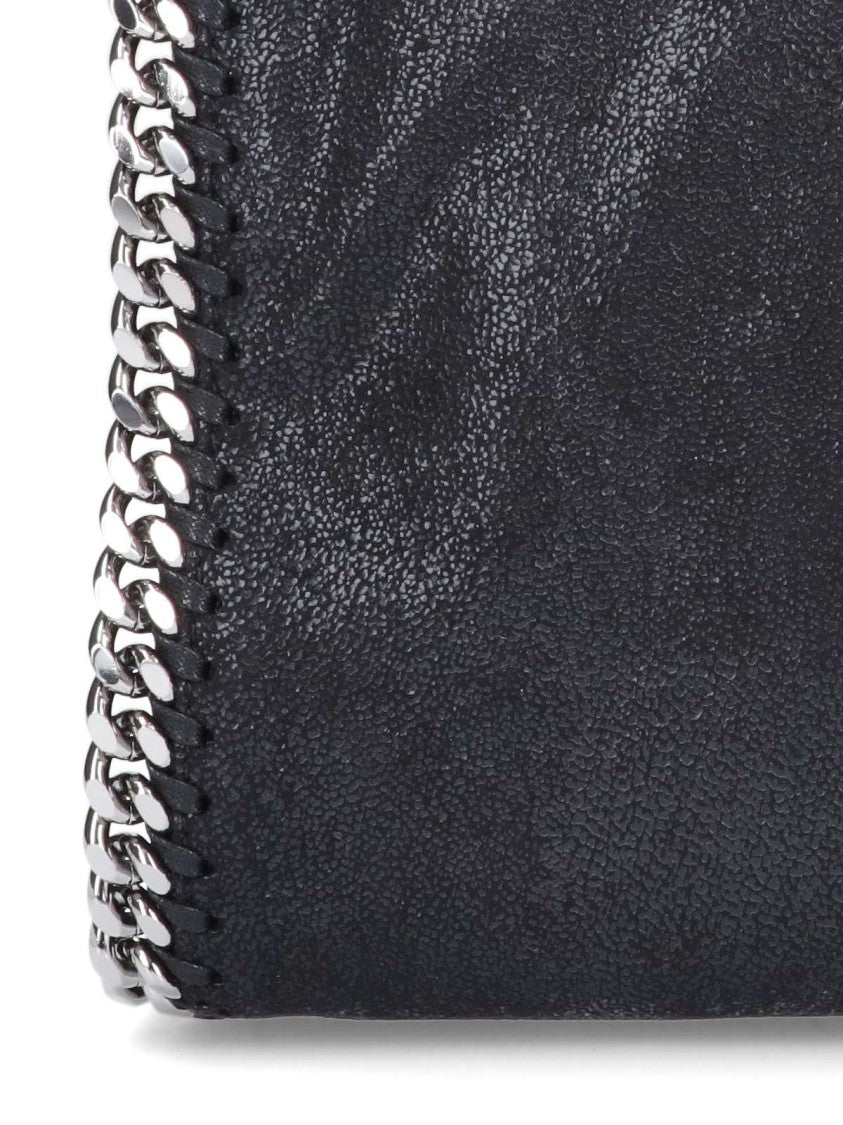 Stella Mccartney Textured Black Silver Chain Shoulder Bag