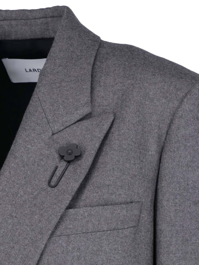 Lardini Grey Cashmere Double-Breasted Coat