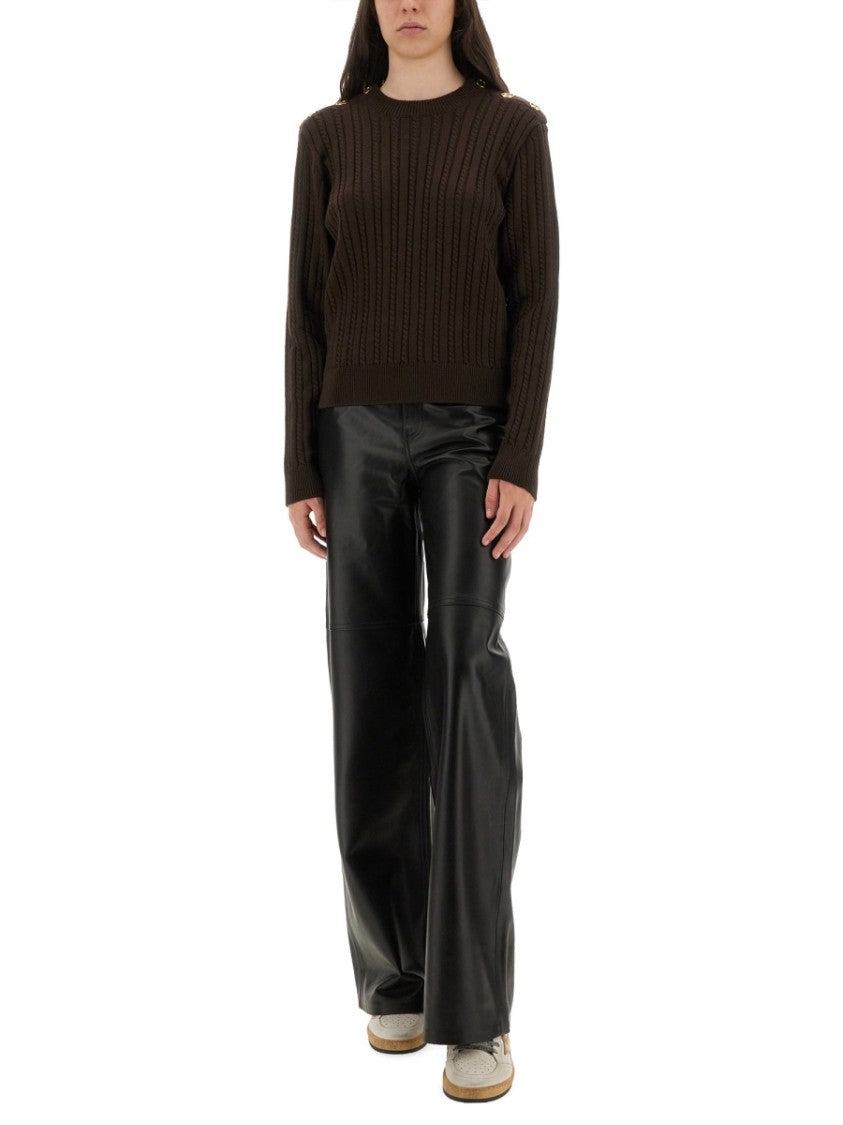 Golden Goose Textured Ribbed Wool Sweater With Button Detail