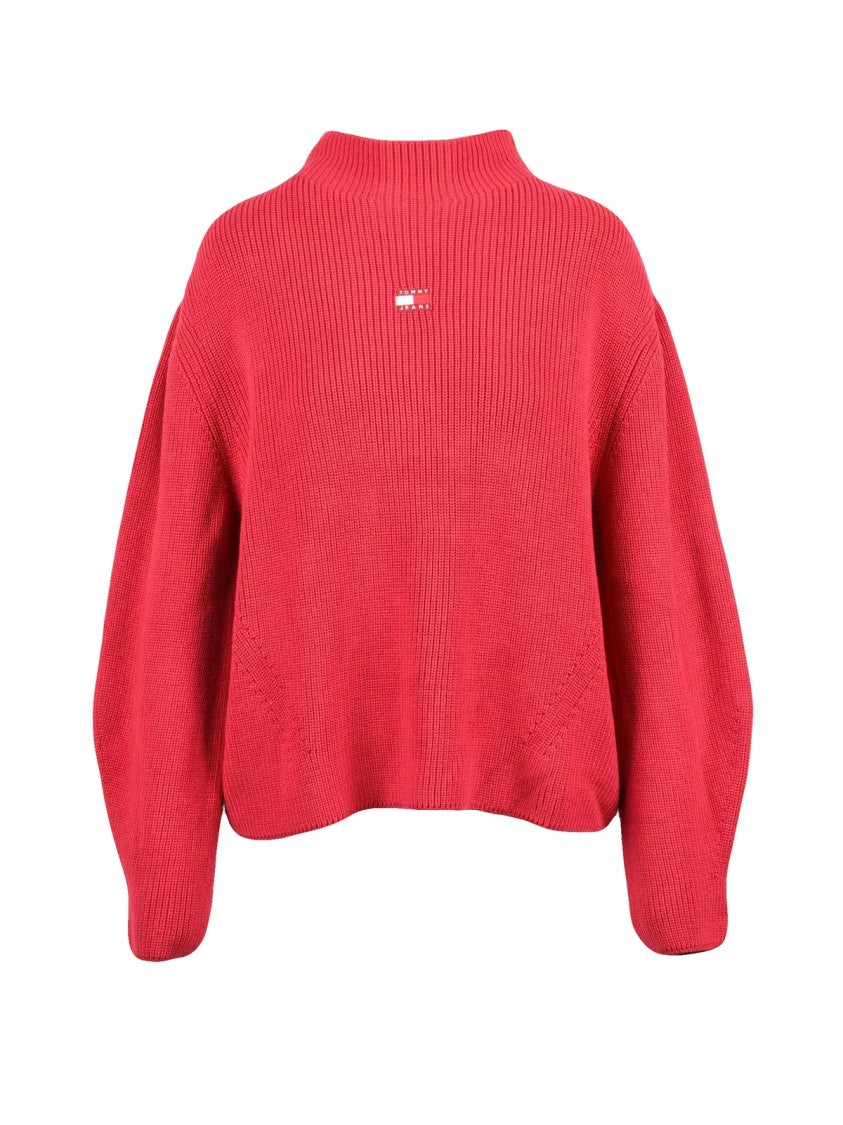 Tommy Jeans Ribbed Turtleneck Sweater With Boxy Fit And Embroidered Logo