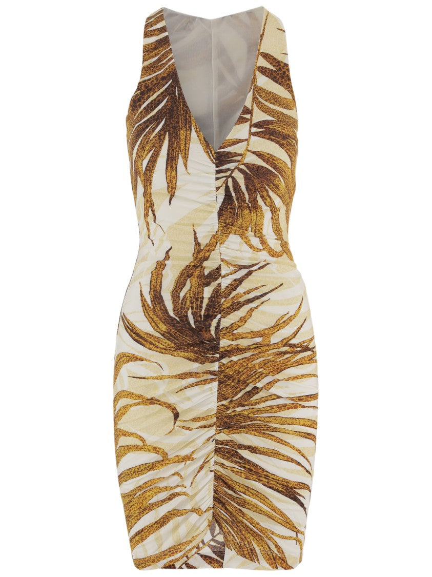 Just Cavalli Mini Bodycon Dress With Deep V-Neckline
