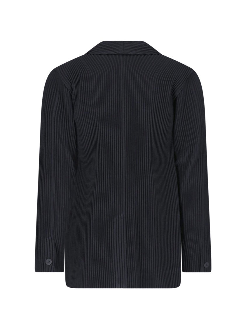 Homme Plissé Issey Miyake Black Pleated Classic Lapel Blazer