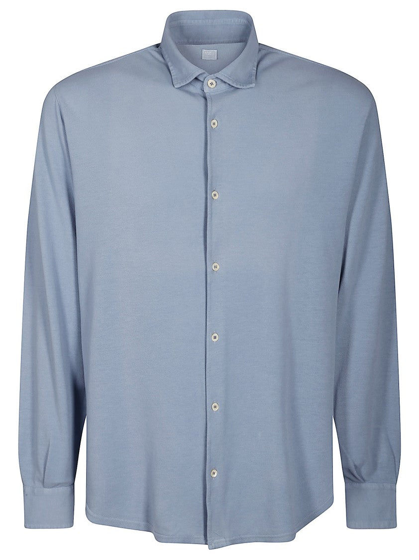 Fedeli Superlight Piquet Cotton Shirt With Classic Collar