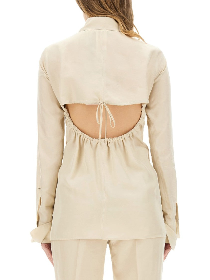 Sportmax Slim Fit Viscose Shirt With Unique Open Back Design