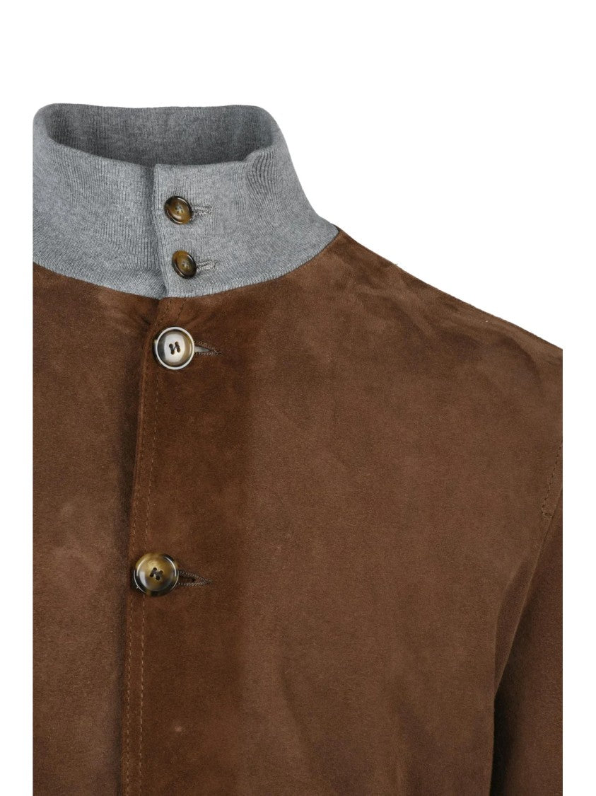 Volfagli Brown Barbera Unlined Suede Leather Jacket