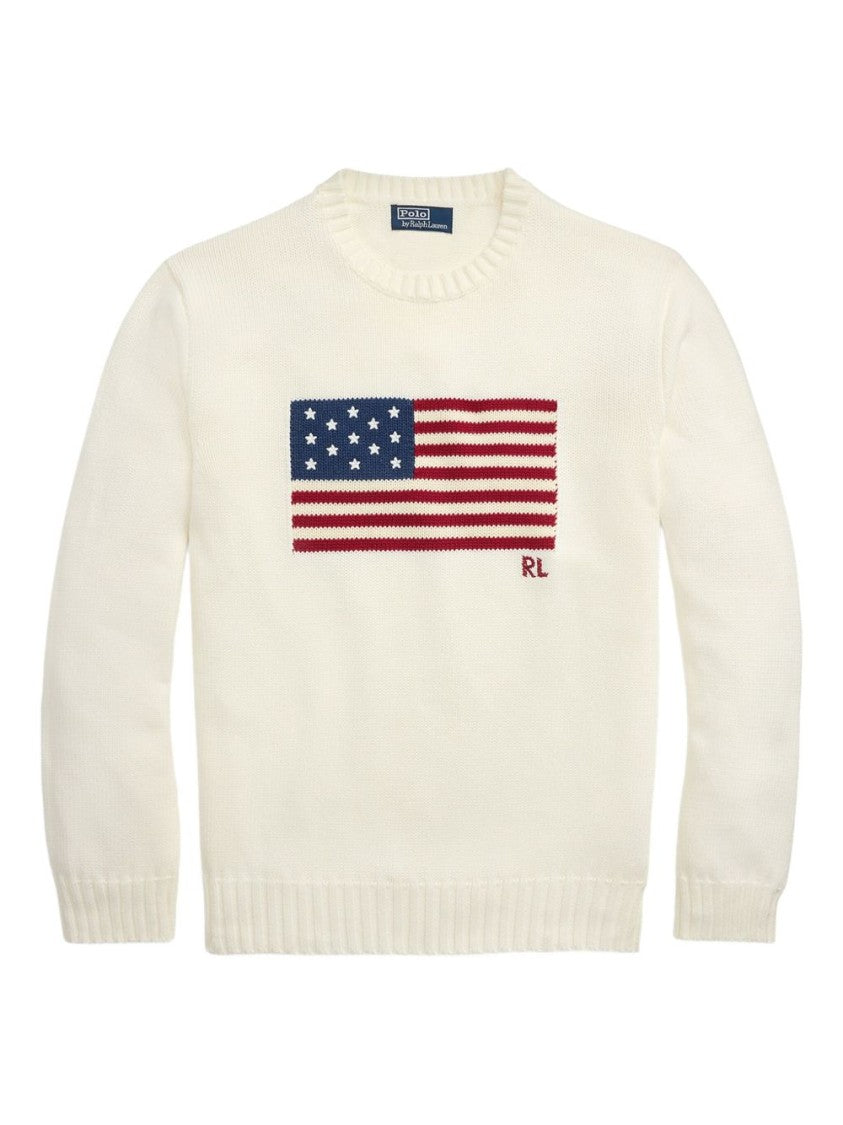 Polo Ralph Lauren Knit Sweater With Iconic American Flag Design