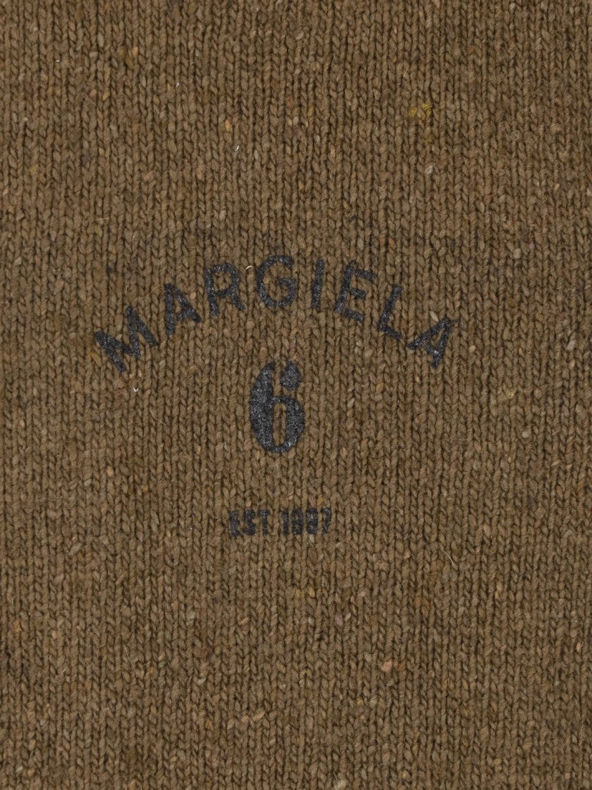 Mm6 By Maison Margiela Green Wool-Blend Ribbed Crewneck Sweater