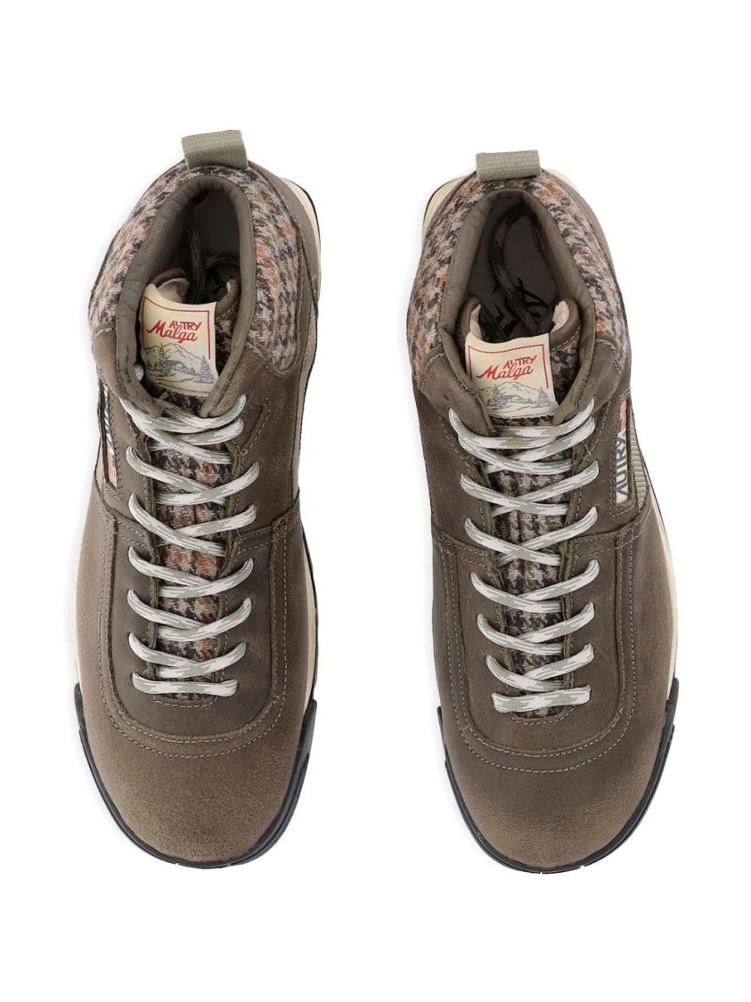 Autry Mid-Top Sneakers With Houndstooth Ankle Panel