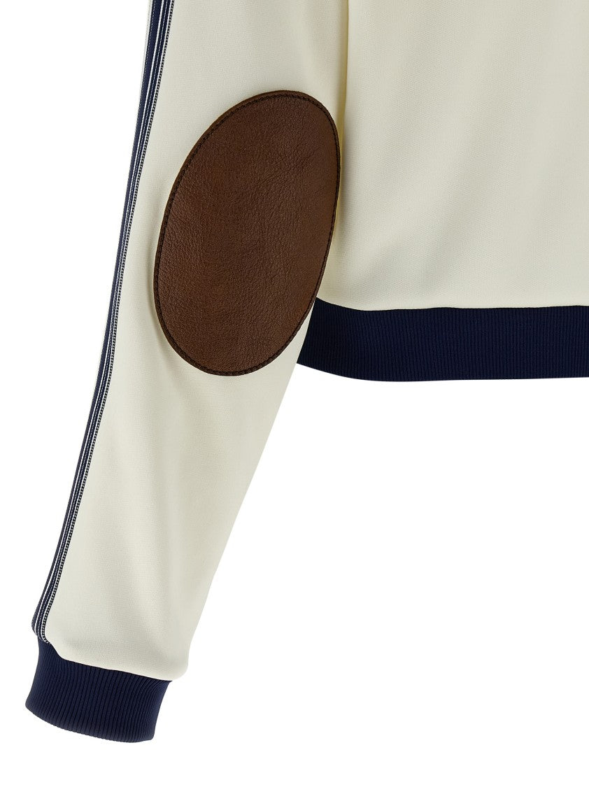 Prada Cropped Fleece Blouson With Ribbed Knit Details And Leather Accents
