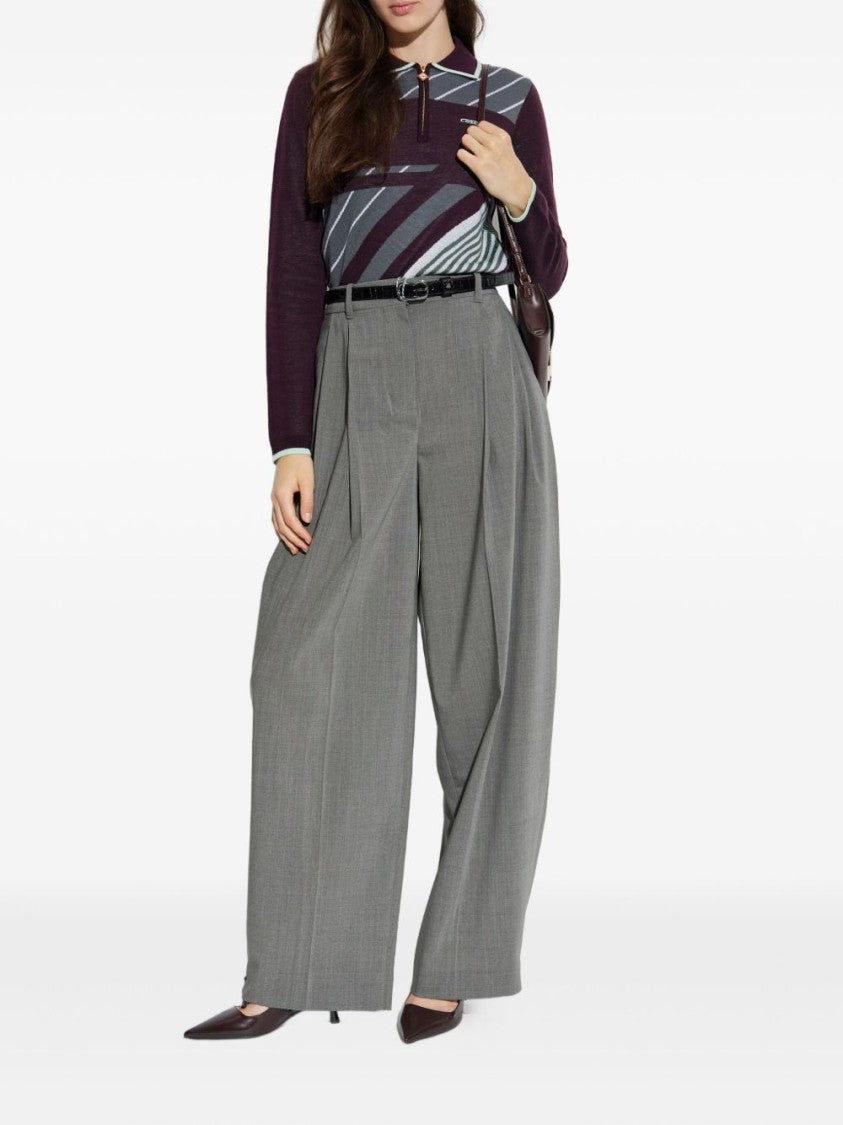 Casablanca Violet Geometric Pattern Sweater With Zip-Up Collar