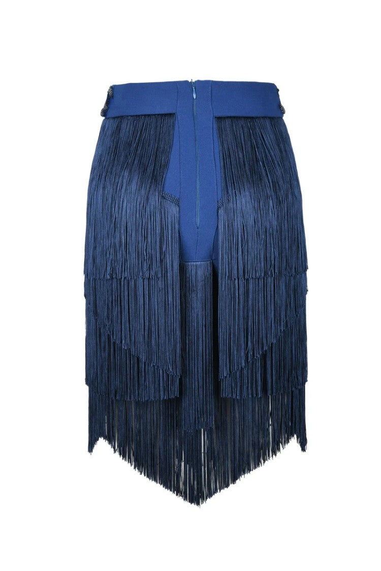 Elisabetta Franchi Fringed Skirt - Blue