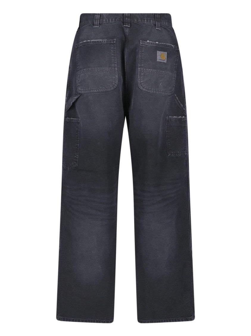 Carhartt Wip Black Og Double Knee Organic Cotton Denim Wide-Leg Pants