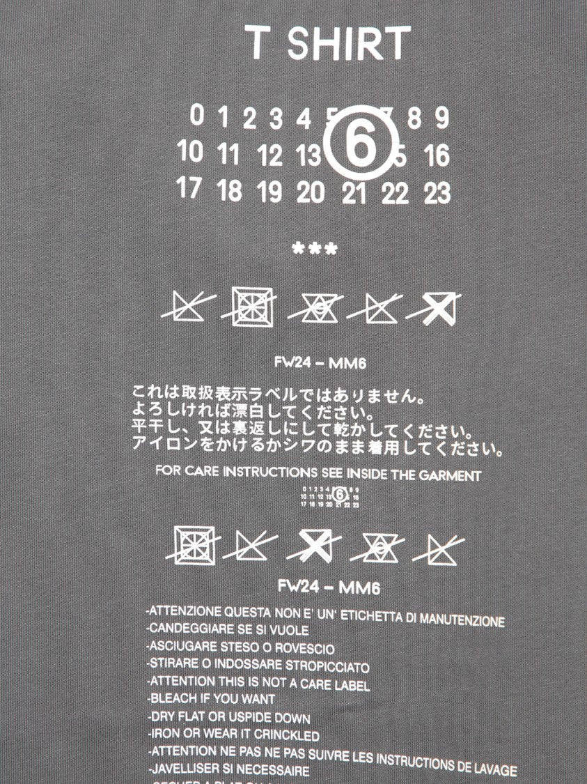 Mm6 By Maison Margiela Graphic Print Grey T-Shirt With Care Instructions