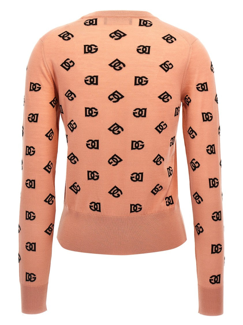 Dolce & Gabbana All-Over Logo Jacquard Wool And Silk Sweater