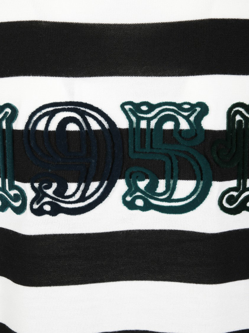 Max Mara Bold Striped Cardigan With Vintage Embroidery Detail