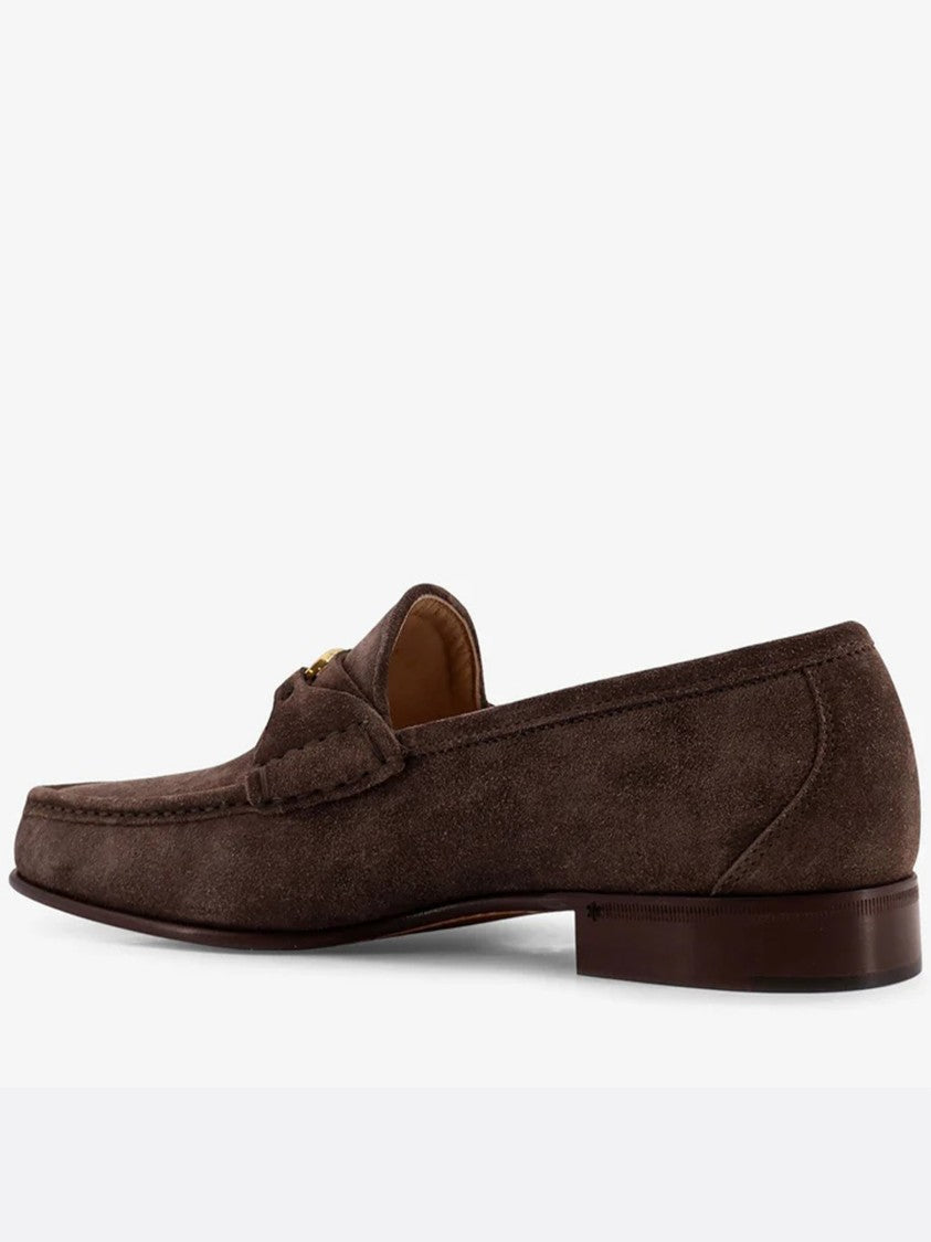 Valentino Brown Loafer Moccasin Toe Suede Loafers