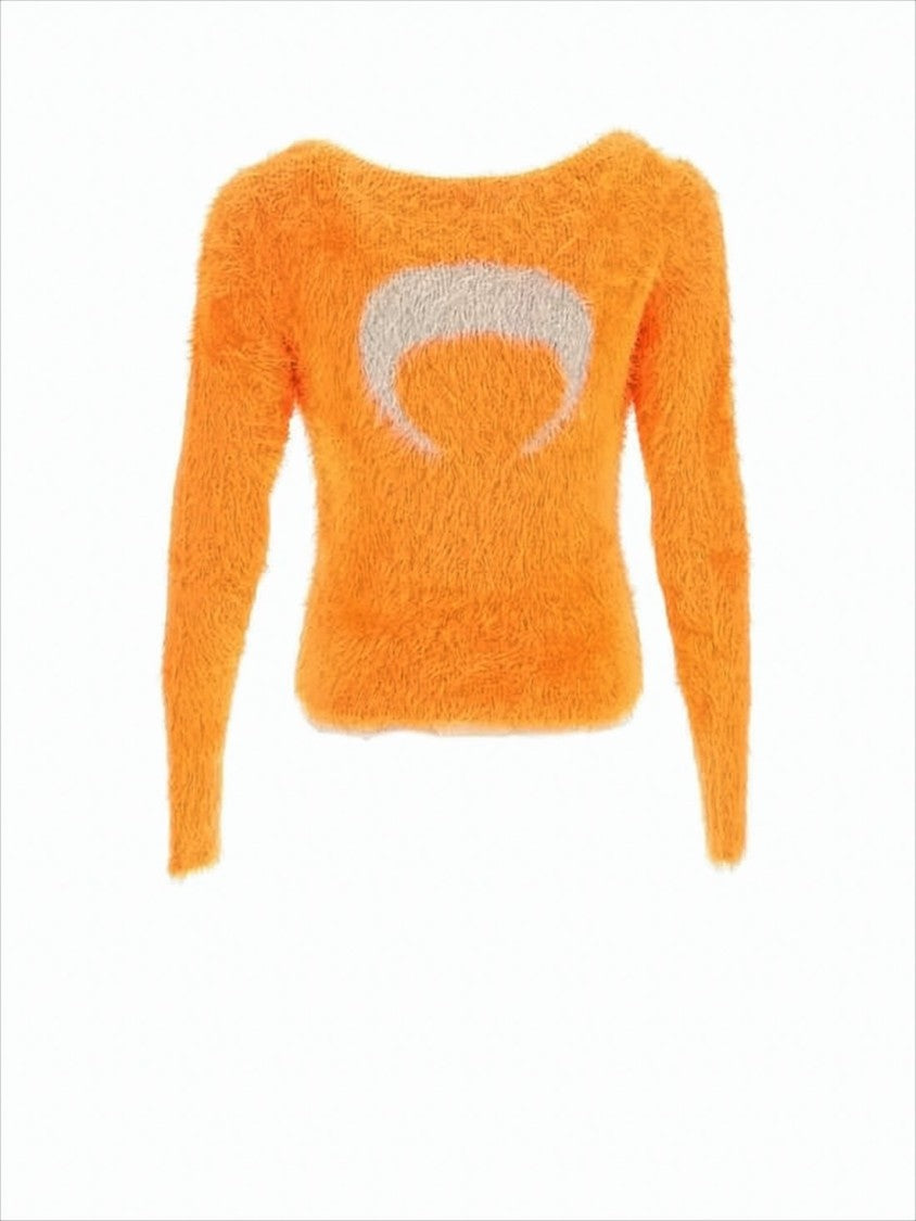Marine Serre Cropped Fuzzy Sweater With Textured Surface