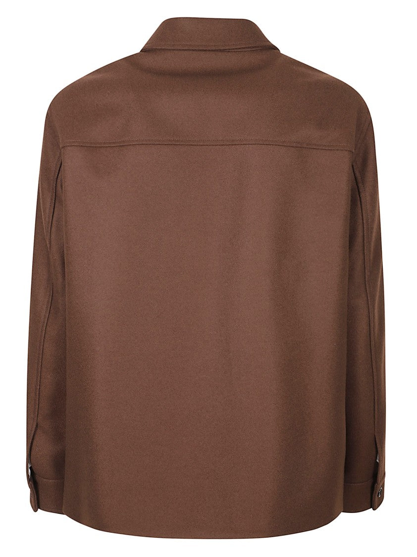 Valentino Garavani Structured Wool Shirt Jacket With Classic Collar And V-Shaped Accent