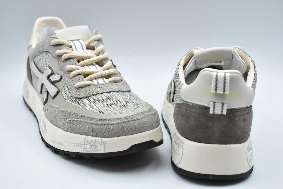 Premiata Low-Profile Grey Sneakers With Textured Detailing