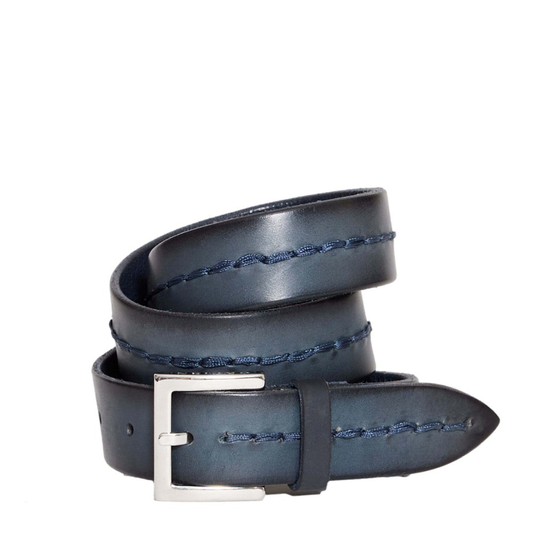 Orciani Blue Leather Belt With Silver Square Buckle