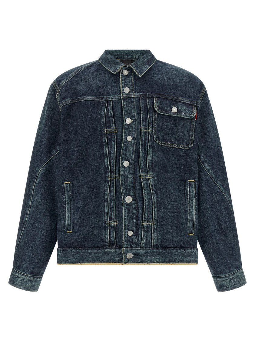 Undercover Sinuous Seams Denim Jacket With Contrasting Stitching