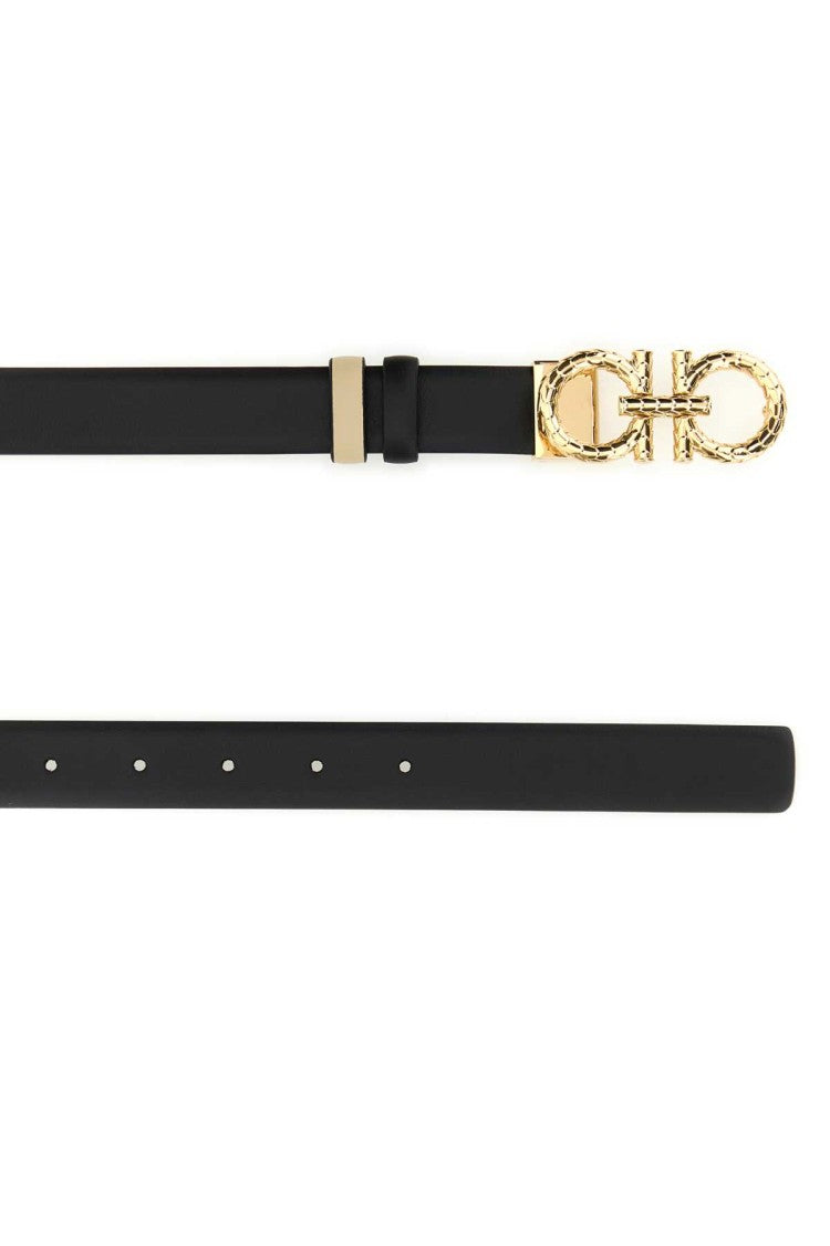 Salvatore Ferragamo Black Leather Reversible Belt