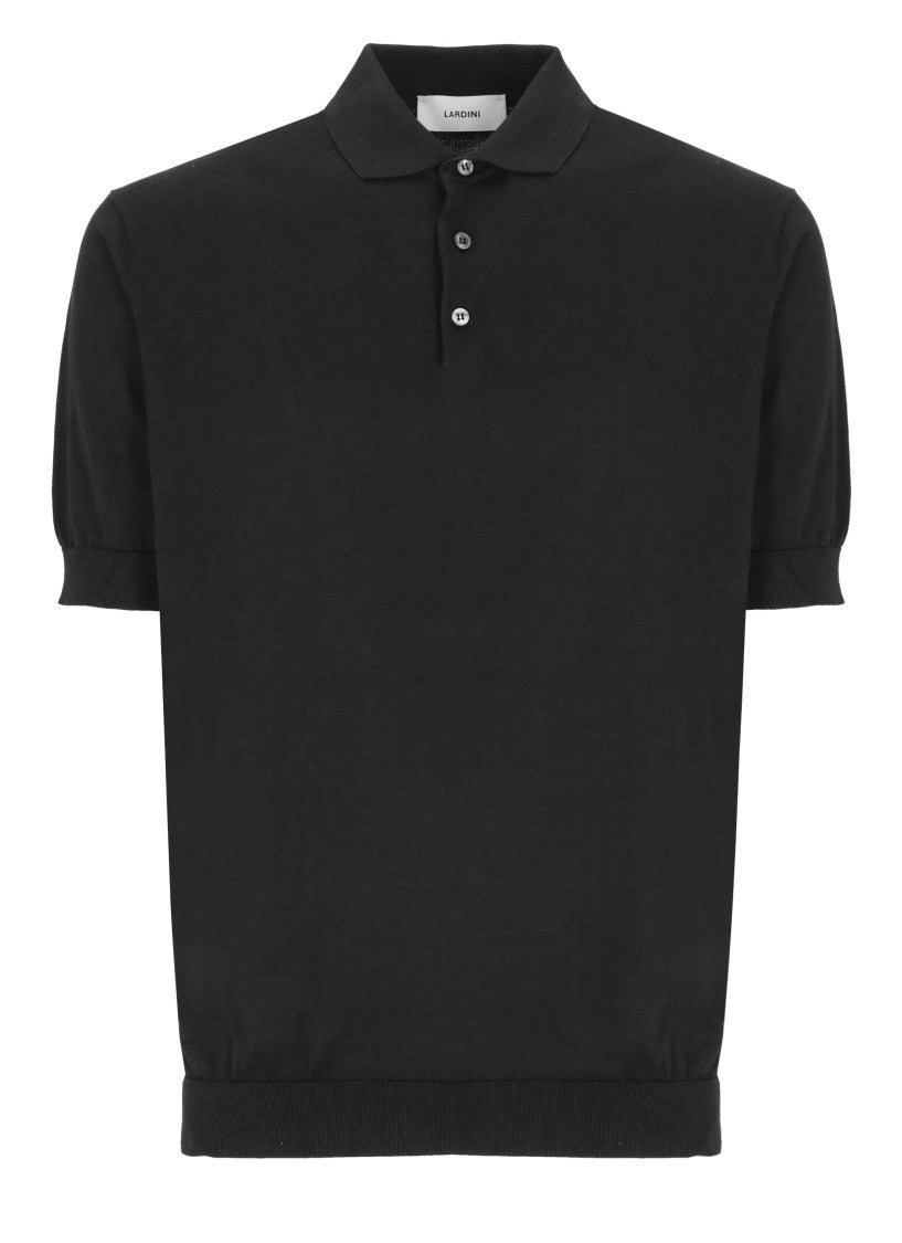 Lardini Black Cotton Three Buttons Polo Shirt