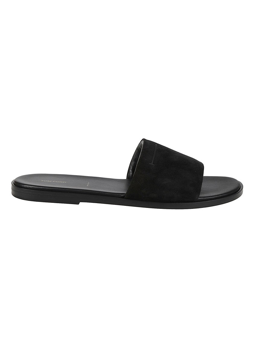 Tom Ford Kai Minimalist Black Calf Leather Slides