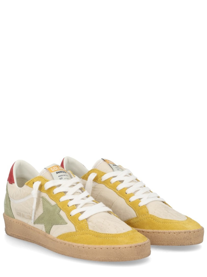 Golden Goose Ballstar Beige Polyamide Yellow Suede Sneakers