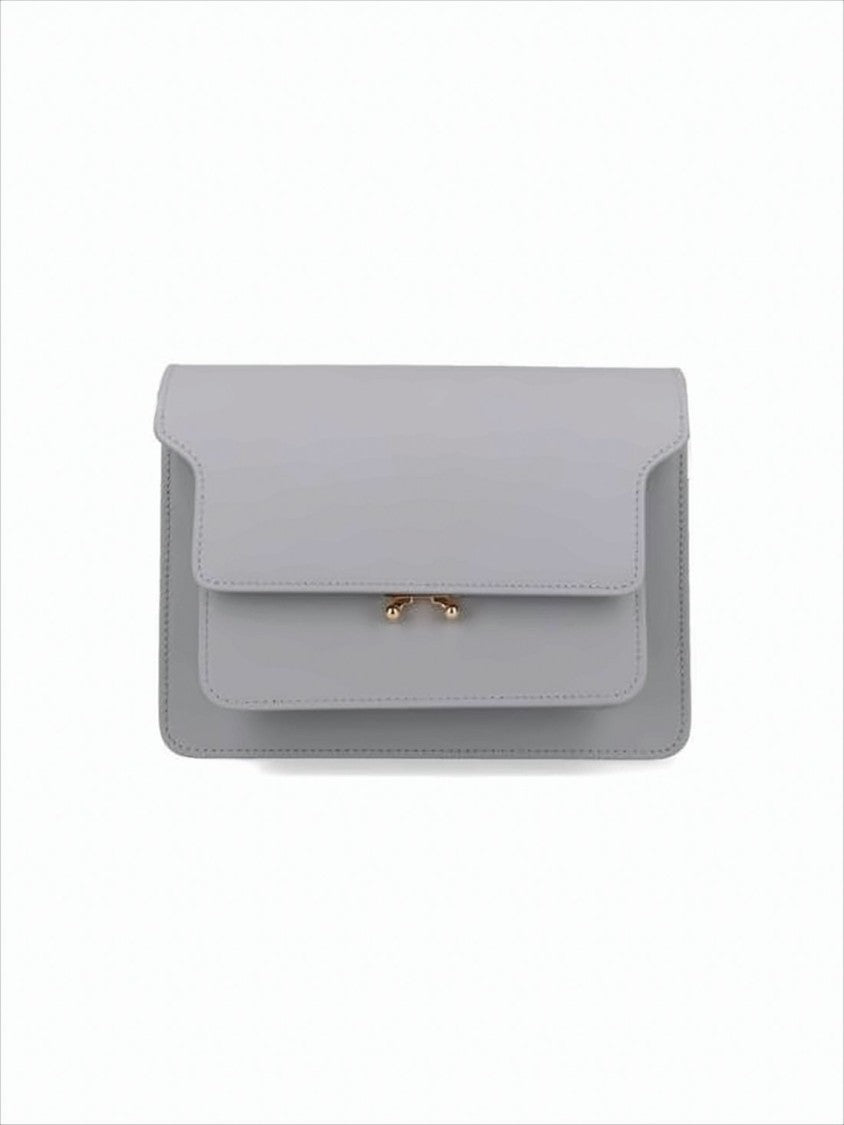 Marni Structured Grey Fabric And Leather Shoulder Bag With Gold Hardware