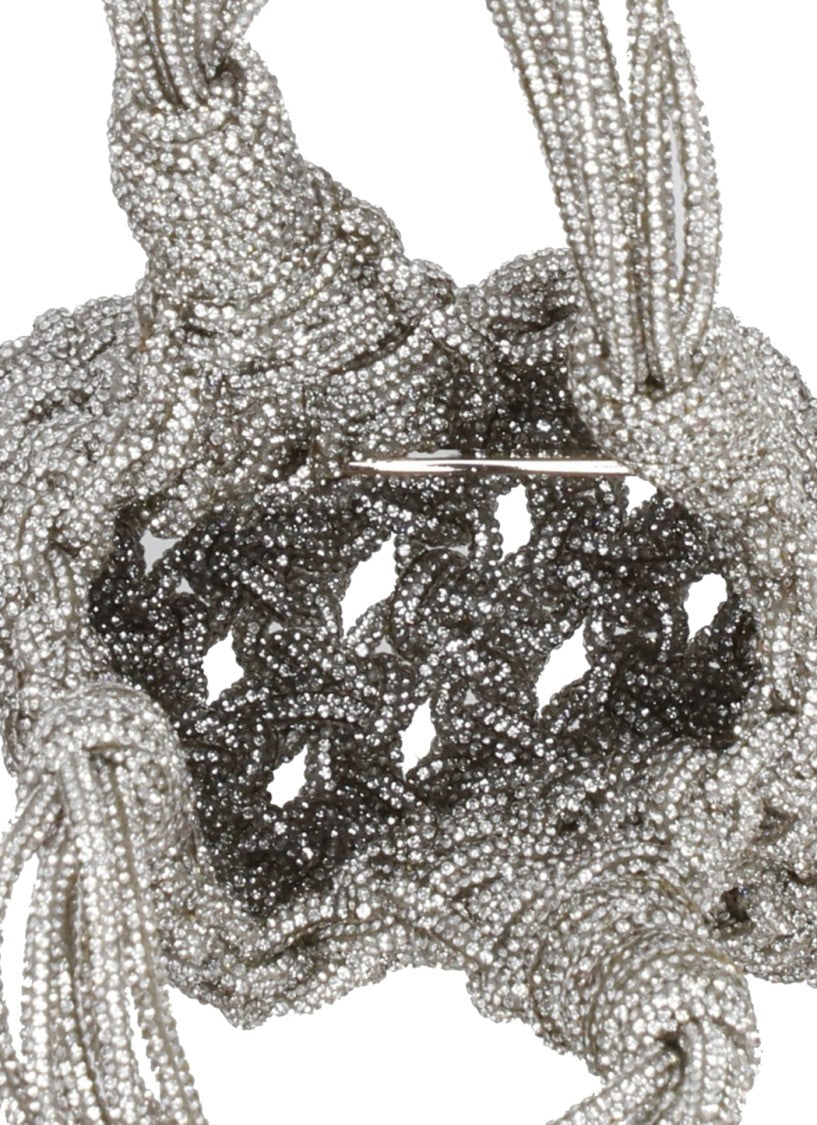 Hibourama Mini Bag With Woven Crystal Design And Tag Logo