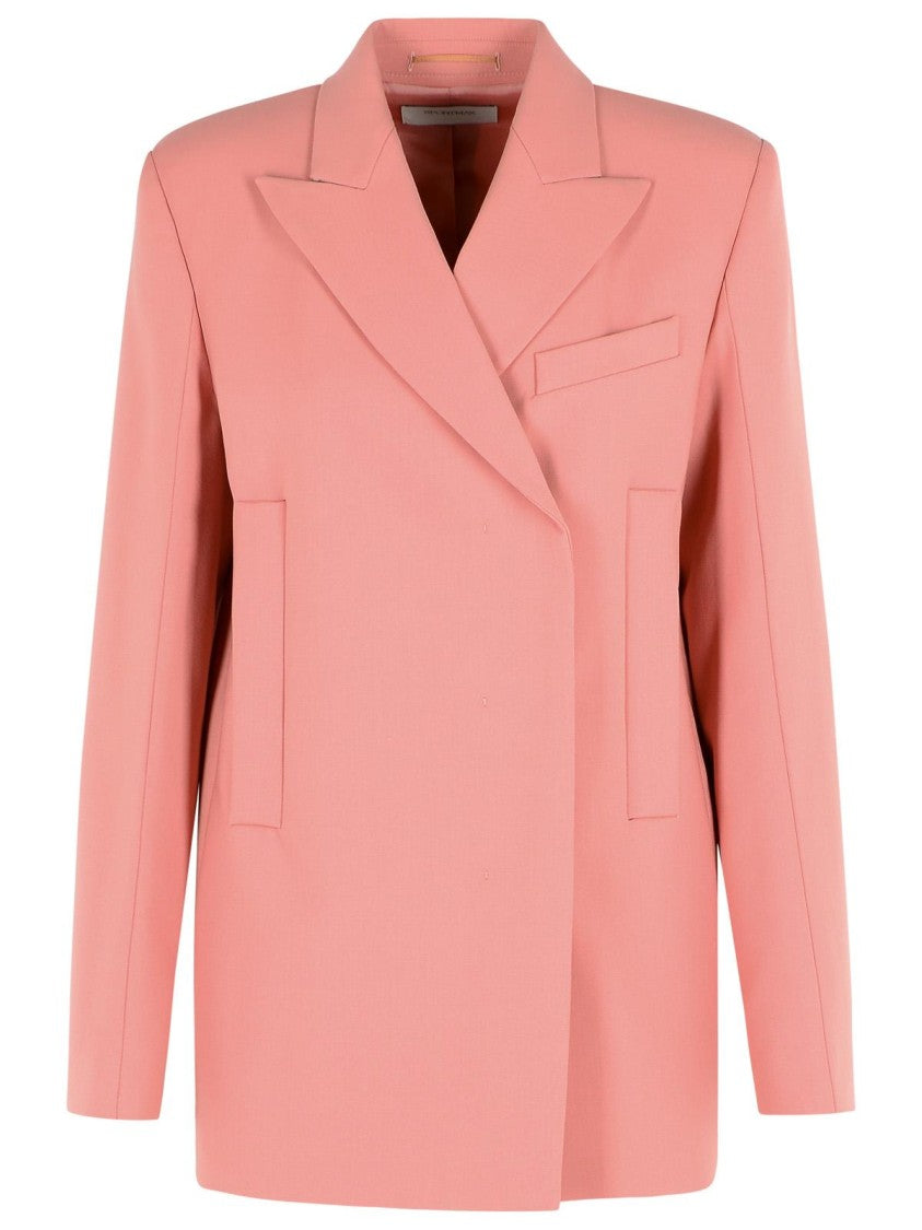 Sportmax 'Esule' Straight Blazer In Antique Pink Virgin Wool