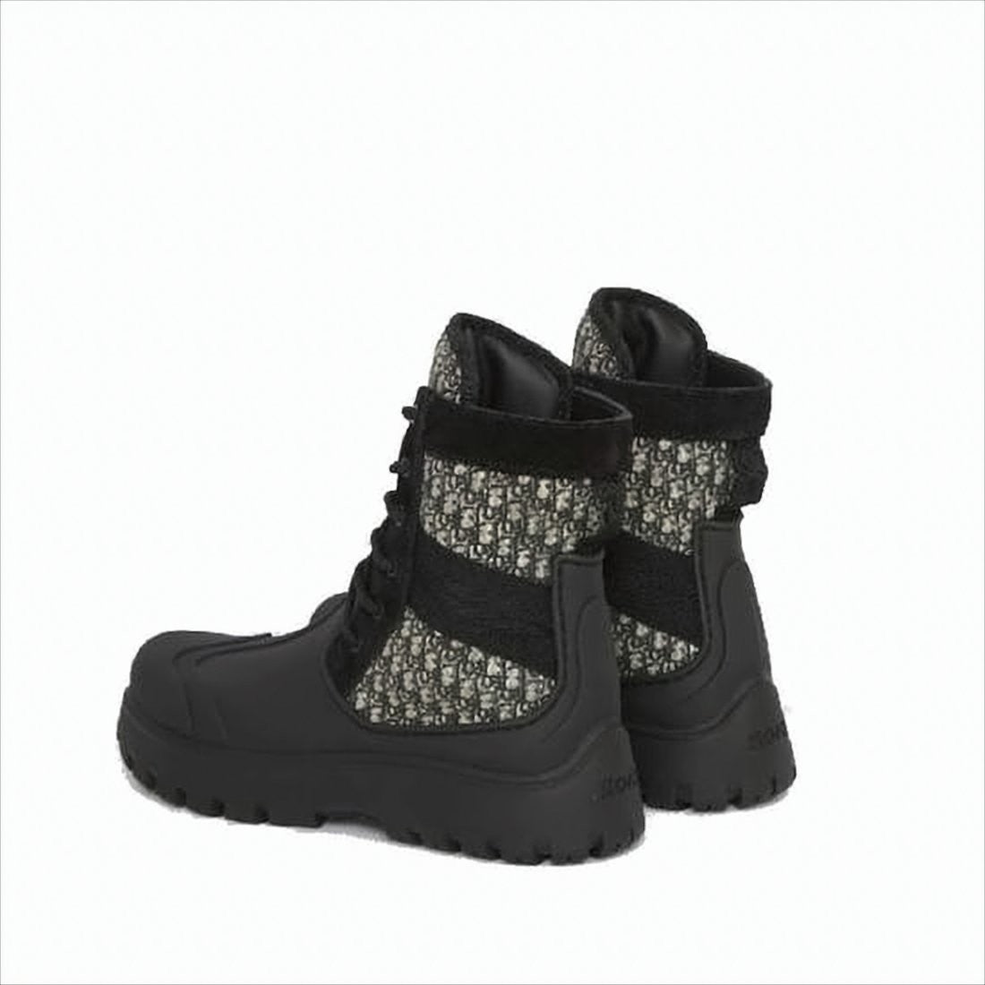 Christian Dior High-Top Lace-Up Boots With Monogram Panels