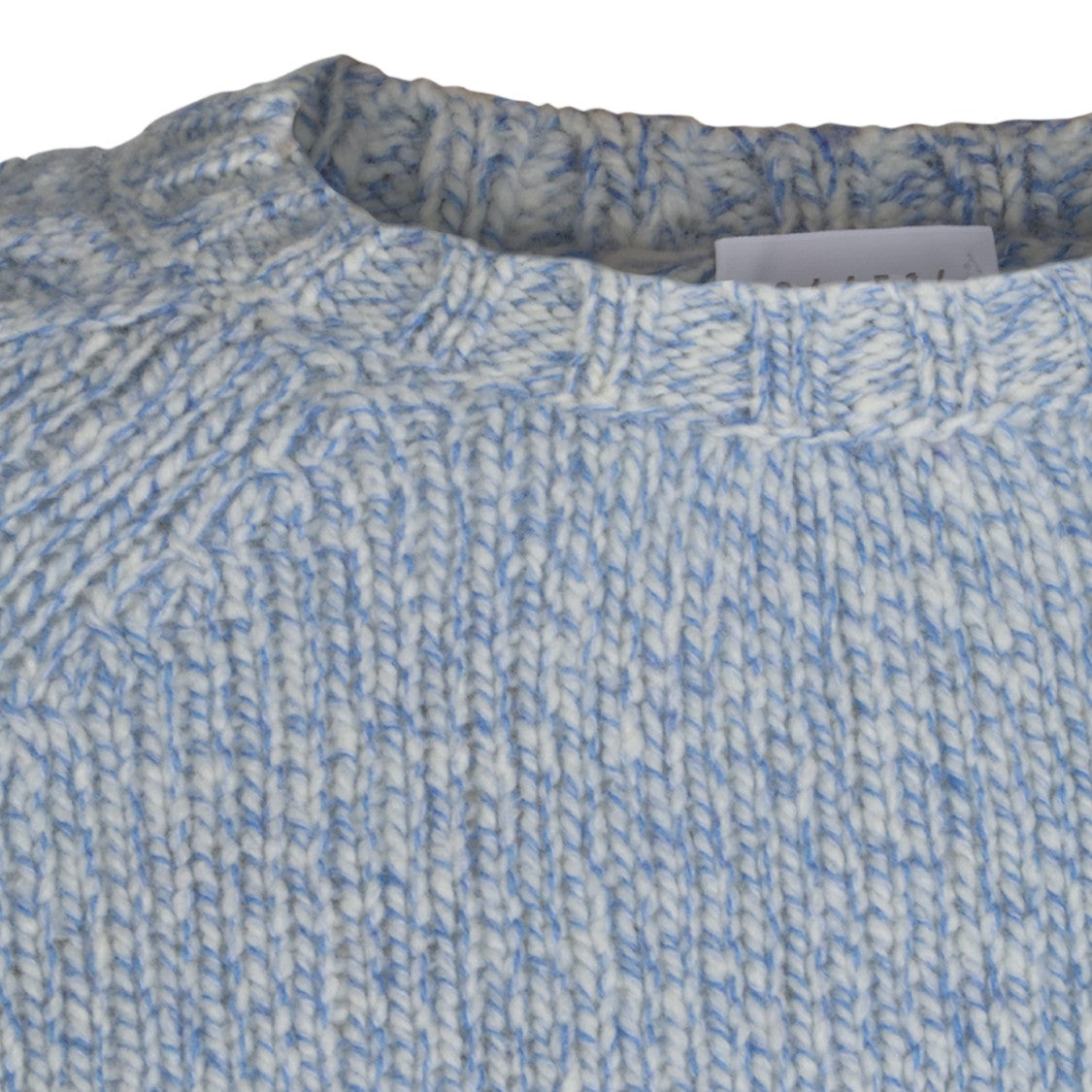 04651/A Trip In A Bag Textured Knit Sweater In Soft Blue And White Yarn