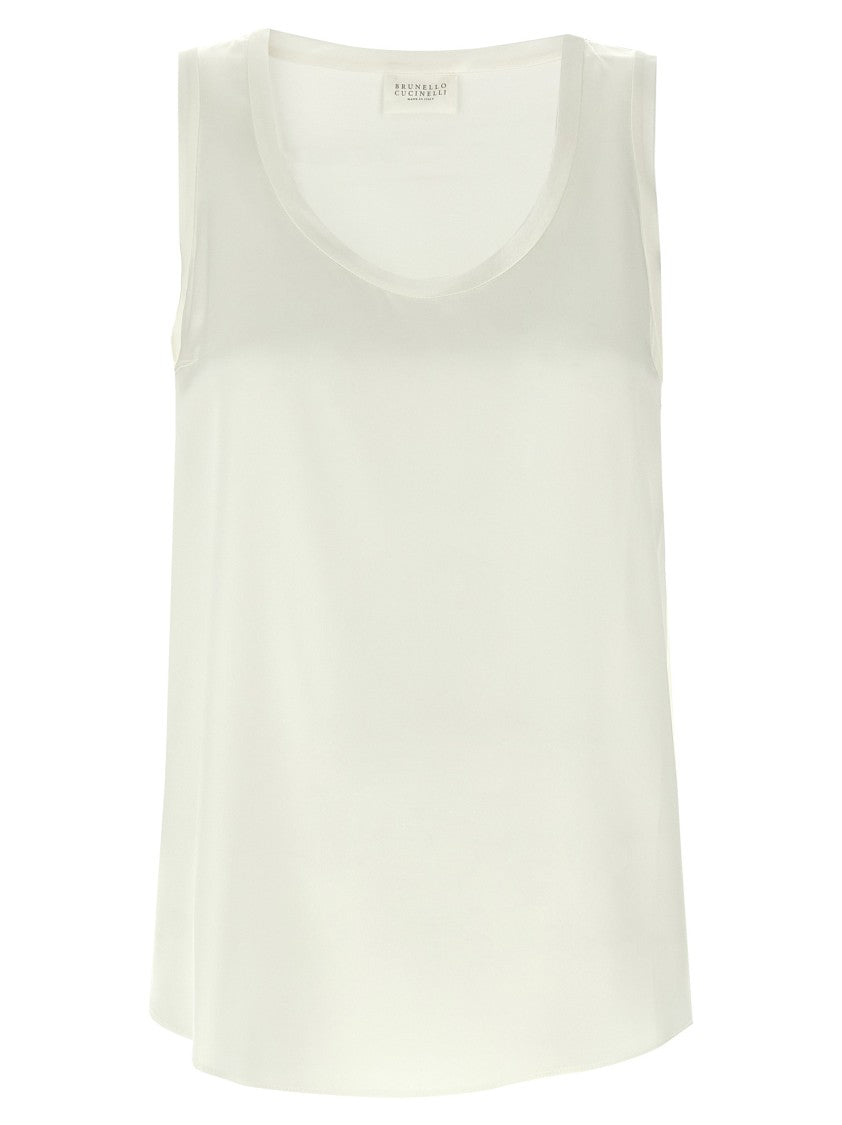 Brunello Cucinelli Silk Top With Round Neckline